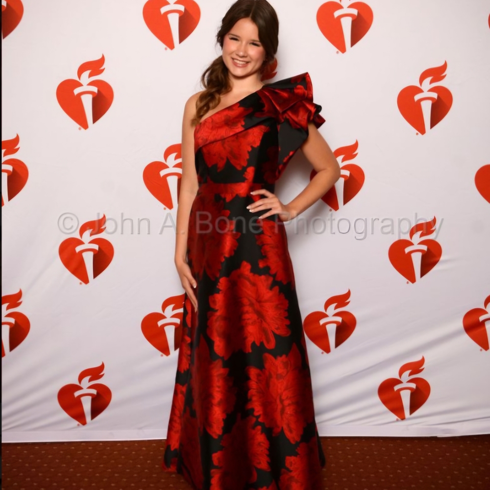 Adrianna Papell Asymmetrical Ruffled Red and Black Gown